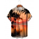 Seaside Sunset Palm Print Shirt 76273884X