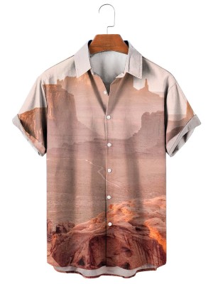 Summer Mountain Landscape Print Shirt 40000457X