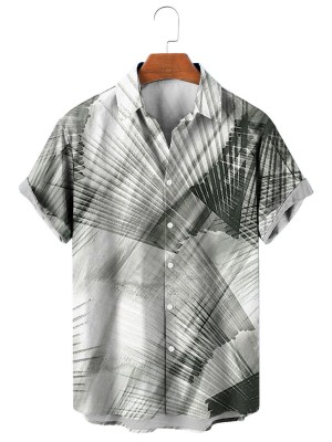Hawaiian Palm Leaf Print Shirt 13857109X